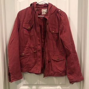 Rust colored, hooded jacket